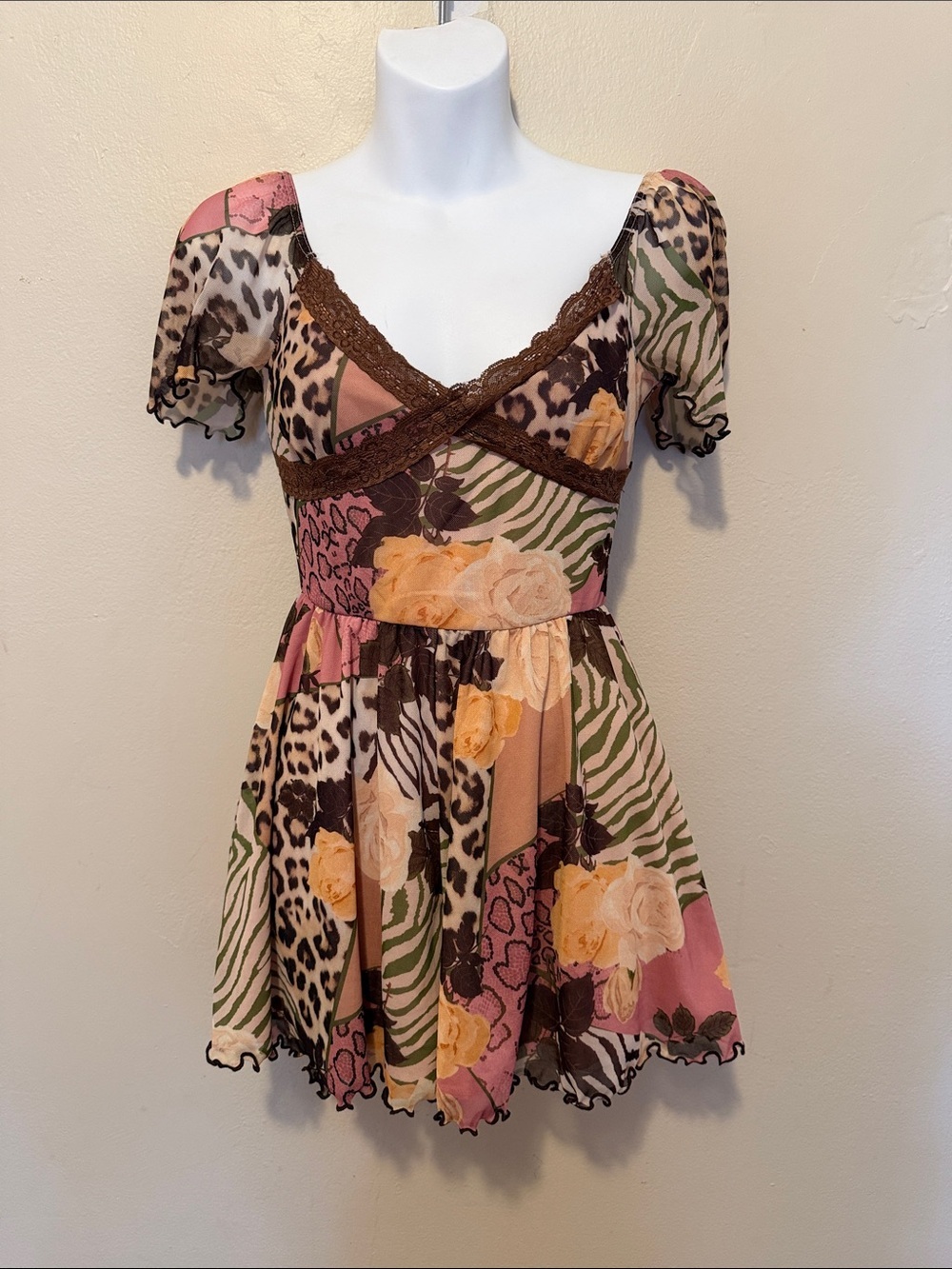 ASOS Multicolor Floral & Animal Print Short Romper